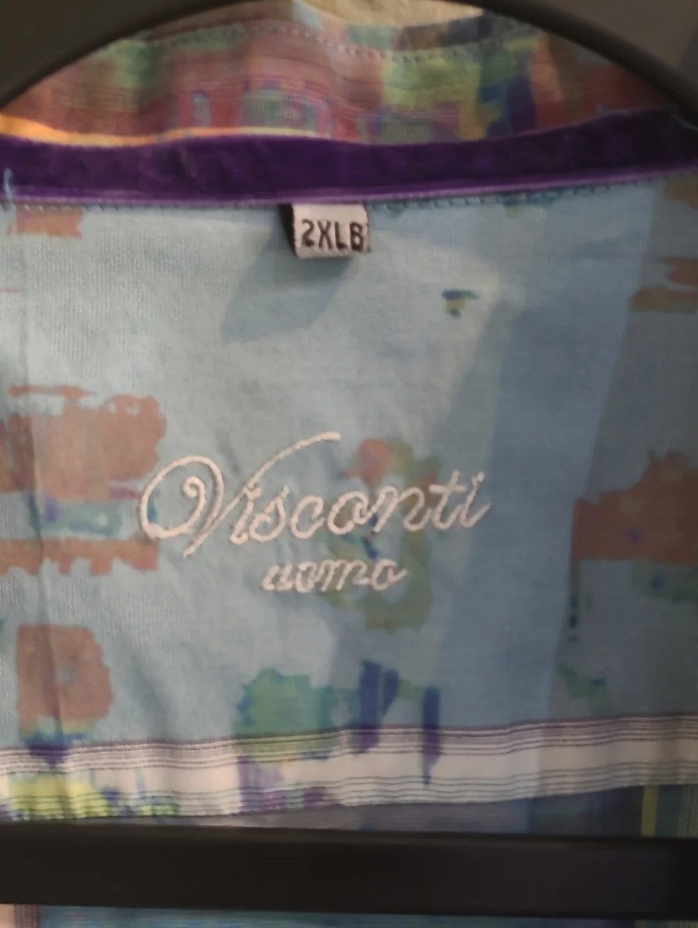Visconti Uomo Light Blue Abstract Print Men’s Button-Up Shirt Vintage 2xlb